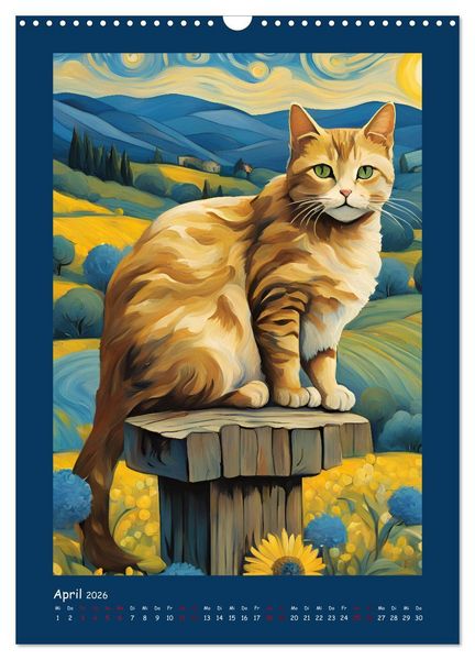 Produktbild: Katzen im Farbenspiel (Wandkalender 2026 DIN A3 hoch), CALVENDO Monatskalender