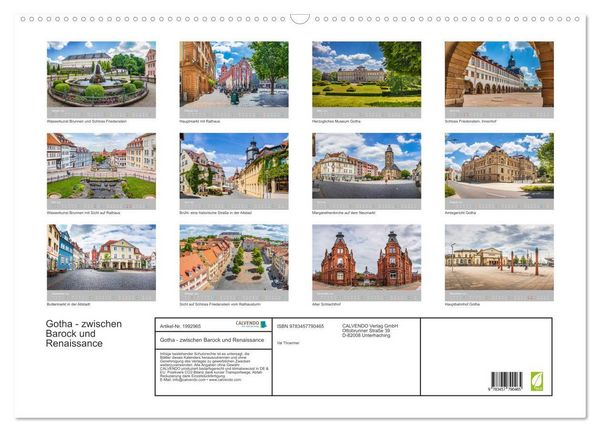 Produktbild: Gotha - zwischen Barock und Renaissance (Wandkalender 2026 DIN A2 quer), CALVENDO Monatskalender