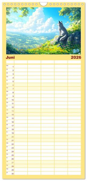 Produktbild: Familienplaner 2026 - Willkommen im Wunderwald. Zauberhafte Abenteuer mit tierischen Freunden mit 5 Spalten (Wandkalender, 21 x 45 cm) CALVENDO