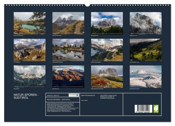 Produktbild: NATUR SP&Uuml;REN - S&Uuml;DTIROL (hochwertiger Premium Wandkalender 2027 DIN A2 quer), Kunstdruck in Hochglanz