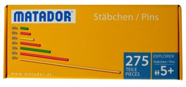 MATADOR 11215 - Explorer Stäbchen-Set, 275 Teile, Baukasten-Erweiterung, Holz, Konstruktionsbaukasten, ab 5 Jahren, Spielend lernen!