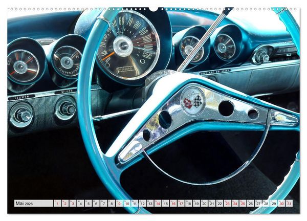Produktbild: Ikonische US-Car Armaturenbretter (hochwertiger Premium Wandkalender 2026 DIN A2 quer), Kunstdruck in Hochglanz