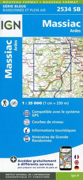 Massiac-Ardes 1:25 000, Karte von Collectif Ign, IGN Frankreich, 9782758548690