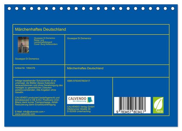Produktbild: M&auml;rchenhaftes Deutschland (Tischkalender 2026 DIN A5 quer), CALVENDO Monatskalender