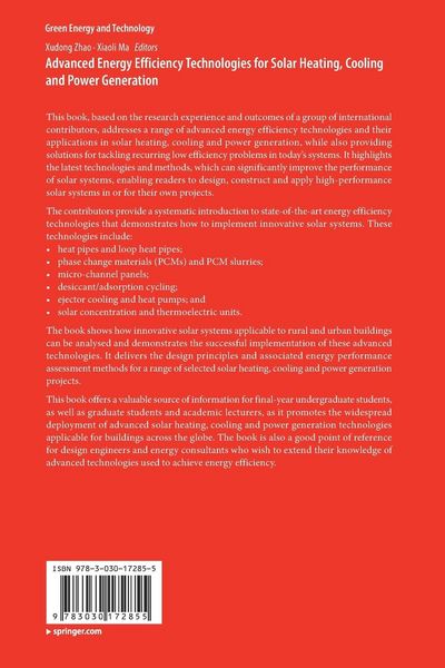 Produktbild: Advanced Energy Efficiency Technologies for Solar Heating, Cooling and Power Generation