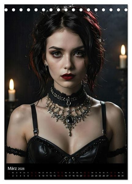 Produktbild: Gothic beauties - Sch&ouml;nheiten der Nacht (Tischkalender 2026 DIN A5 hoch), CALVENDO Monatskalender