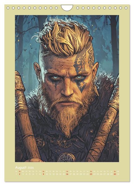 Produktbild: Wikinger Comics. Nordische Fantasy-Helden (Wandkalender 2026 DIN A4 hoch), CALVENDO Monatskalender