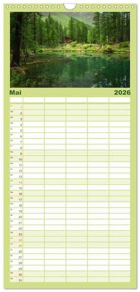 Produktbild: Familienplaner 2026 - Natur im Aostatal mit 5 Spalten (Wandkalender, 21 x 45 cm) CALVENDO