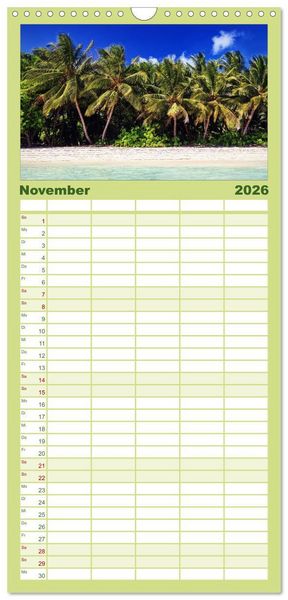 Produktbild: Familienplaner 2026 - Seychellen Traumstr&auml;nde im Paradies mit 5 Spalten (Wandkalender, 21 x 45 cm) CALVENDO