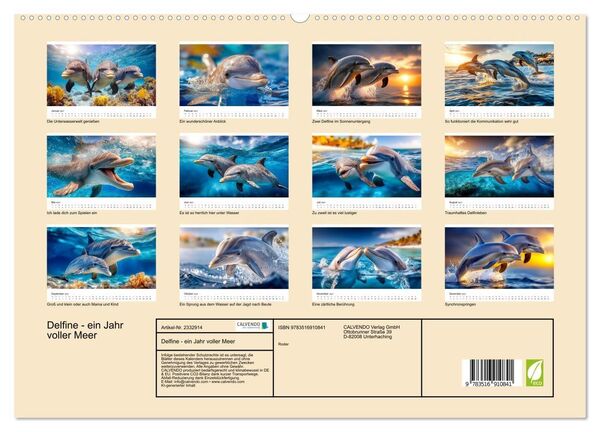 Produktbild: Delfine - ein Jahr voller Meer (hochwertiger Premium Wandkalender 2027 DIN A2 quer), Kunstdruck in Hochglanz