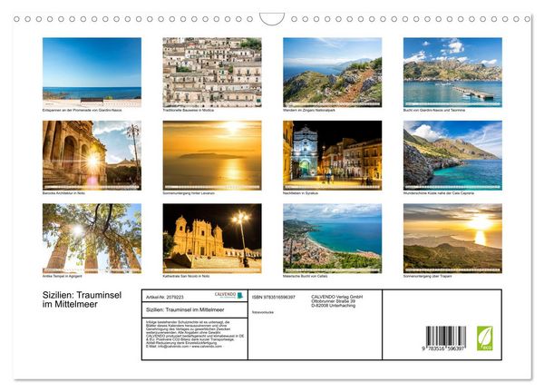 Produktbild: Sizilien: Trauminsel im Mittelmeer (Wandkalender 2026 DIN A3 quer), CALVENDO Monatskalender