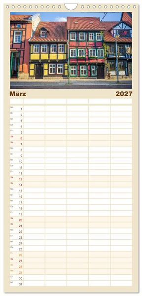 Produktbild: Familienplaner 2027 - Halberstadt Altstadtarchitektur unweit des Harzes mit 5 Spalten (Wandkalender, 21 x 45 cm) CALVENDO