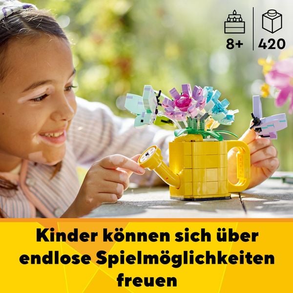 LEGO Creator 3in1 31149 Gießkanne mit Blumen, baubare Deko mit 3 Modellen