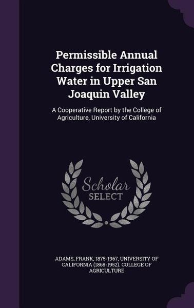 Produktbild: Permissible Annual Charges for Irrigation Water in Upper San Joaquin Valley