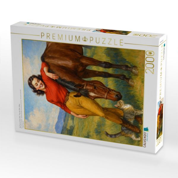 Produktbild: CALVENDO Puzzle Die Tiere auf dem Hof - Frau der 50er Jahre | 2000 Teile Lege-Gr&ouml;&szlig;e 90x67cm Foto-Puzzle f&uuml;r gl&uuml;ckliche Stunden