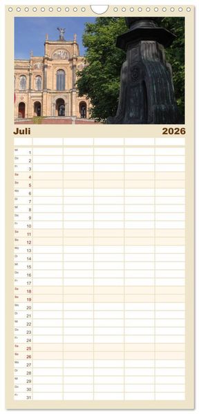 Produktbild: Familienplaner 2026 - M&uuml;nchen - Die Sch&ouml;ne mit 5 Spalten (Wandkalender, 21 x 45 cm) CALVENDO