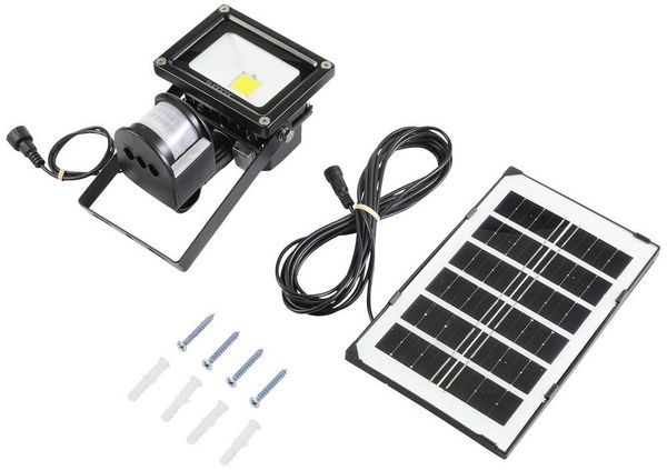 Produktbild: Sygonix SY-5461108 Solar-Spot mit Bewegungsmelder 10W Leuchtfarben: Neutralwei&szlig;