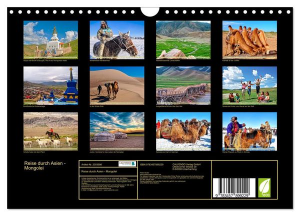 Produktbild: Reise durch Asien - Mongolei (Wandkalender 2026 DIN A4 quer), CALVENDO Monatskalender