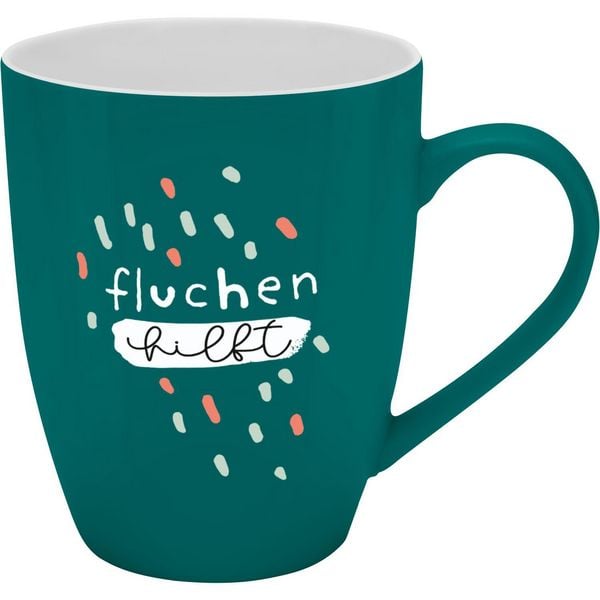 Produktbild: Tasse mit Motivdruck "fluchen hilft", mit Banderole