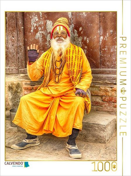 CALVENDO Puzzle Der heilige Sadhu von Nepal | 1000 Teile Lege-Größe 64x48cm Foto-Puzzle für glückliche Stunden