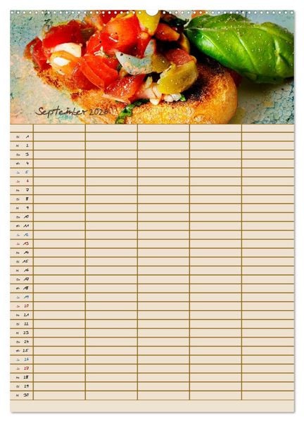 Produktbild: Italienische K&uuml;che mit Familienplaner (hochwertiger Premium Wandkalender 2026 DIN A2 hoch), Kunstdruck in Hochglanz