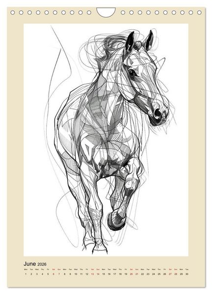 Produktbild: Sketchy Power Horses (Wall Calendar 2026 DIN A4 portrait), CALVENDO 12 Month Wall Calendar