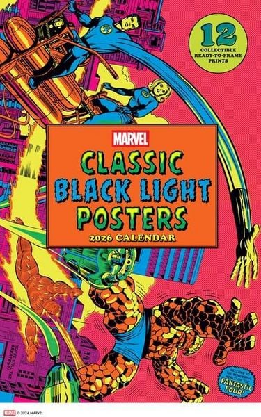 Marvel Classic Black Light 2026 Poster Calendar with 12 Frameable Prints