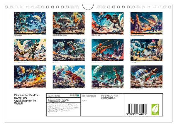 Produktbild: Dinosaurier Sci-Fi - Kampf der Urzeitgiganten im Weltall (Wandkalender 2026 DIN A4 quer), CALVENDO Monatskalender