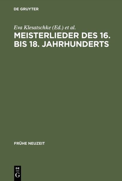 Produktbild: Meisterlieder des 16. bis 18. Jahrhunderts