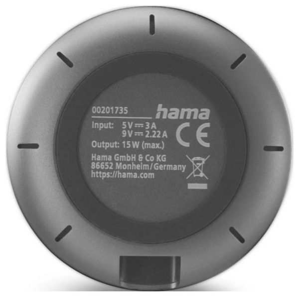 Produktbild: Hama Induktions-Ladeger&auml;t 15W 00201735 Ausg&auml;nge Induktionslade-Standard Schwarz