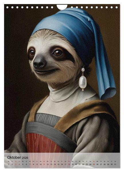 Produktbild: Sloth Art Originals ... eine faultierlangsame Reise durch die Kunstgeschichte (Wandkalender 2026 DIN A4 hoch), CALVENDO Monatskalender
