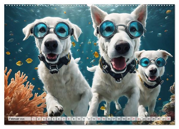Produktbild: Hunde abgetaucht (hochwertiger Premium Wandkalender 2026 DIN A2 quer), Kunstdruck in Hochglanz