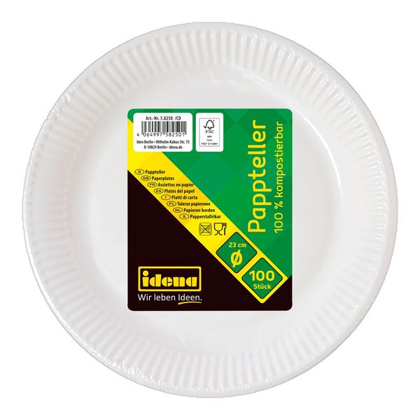 Produktbild: Idena Pappteller wei&szlig; &Oslash;23cm 100 St&uuml;ck