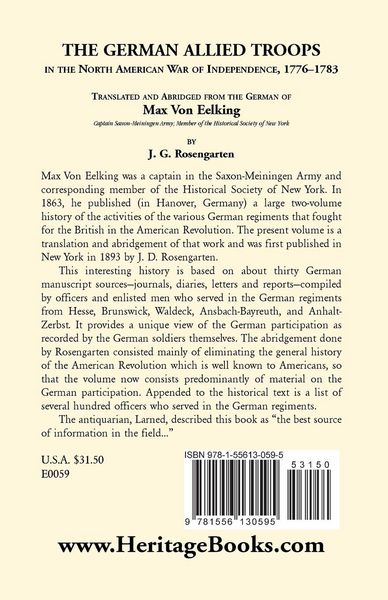 Produktbild: The German Allied Troops in the North American War of Independence, 1776-1783