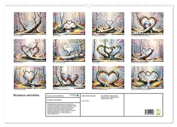 Produktbild: Bouleaux adorables (Calendrier mural 2026 DIN A2 vertical), CALVENDO calendrier mensuel