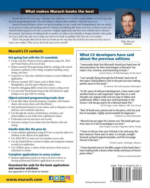 Produktbild: Murach's C# (8th Edition)