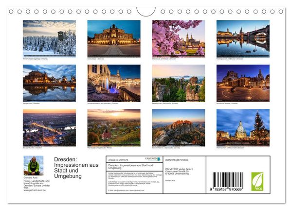 Produktbild: Dresden: Impressionen aus Stadt und Umgebung (Wandkalender 2026 DIN A4 quer), CALVENDO Monatskalender