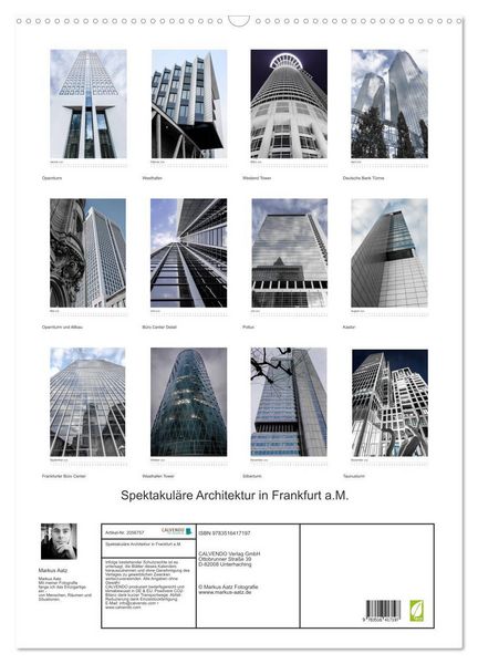 Produktbild: Spektakul&auml;re Architektur in Frankfurt a.M. (Wandkalender 2026 DIN A2 hoch), CALVENDO Monatskalender