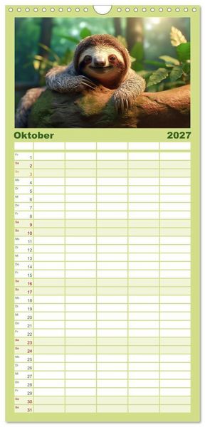 Produktbild: Familienplaner 2027 - Quer durch die Tierwelt der Erde mit 5 Spalten (Wandkalender, 21 x 45 cm) CALVENDO