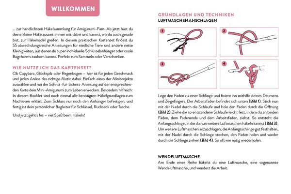 Produktbild: 55 x h&auml;keln &ndash; Mini-Amigurumis Schl&uuml;sselanh&auml;nger: Dein Kartenset mit niedlichen Tieren & mehr