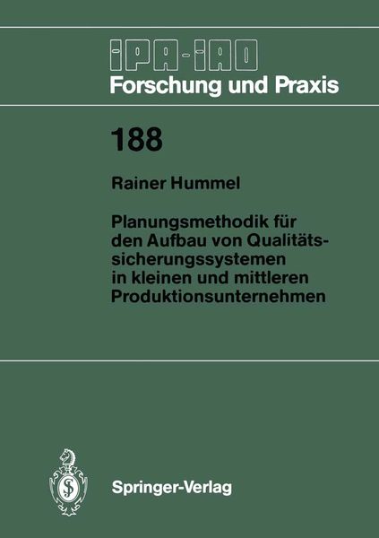 Produktbild: Planungsmethodik f&uuml;r den Aufbau von Qualit&auml;tssicherungssystemen in Kleinen und Mittleren Produktionsunternehmen