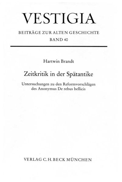 Produktbild: Zeitkritik in der Sp&auml;tantike
