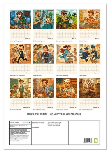 Produktbild: Berufe mal anders &ndash; Ein Jahr voller Job-Klischees (Wandkalender 2026 DIN A2 hoch), CALVENDO Monatskalender