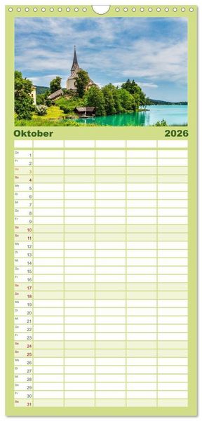Produktbild: Familienplaner 2026 - Rund um den W&ouml;rthersee in &Ouml;sterreich mit 5 Spalten (Wandkalender, 21 x 45 cm) CALVENDO