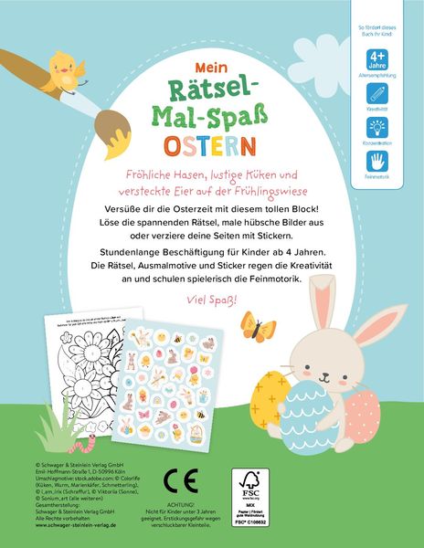Produktbild: Mein R&auml;tsel-Mal-Spa&szlig; Ostern | F&uuml;r Kinder ab 4 Jahren