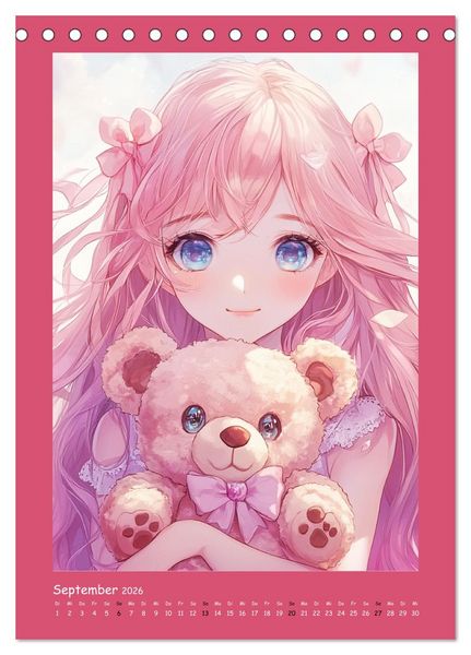 Produktbild: Zauberhafte Momente. Rosa Tr&auml;ume im Manga-Stil (Tischkalender 2026 DIN A5 hoch), CALVENDO Monatskalender