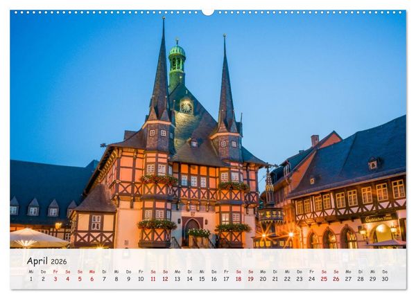 Produktbild: Wernigerode - Historische Fachwerkstadt am Harz (hochwertiger Premium Wandkalender 2026 DIN A2 quer), Kunstdruck in Hochglanz
