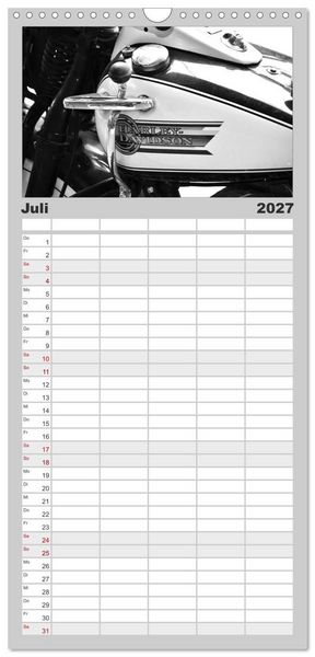 Produktbild: Familienplaner 2027 - Harley Davidson WLA 750 in Schwarzweiss mit 5 Spalten (Wandkalender, 21 x 45 cm) CALVENDO