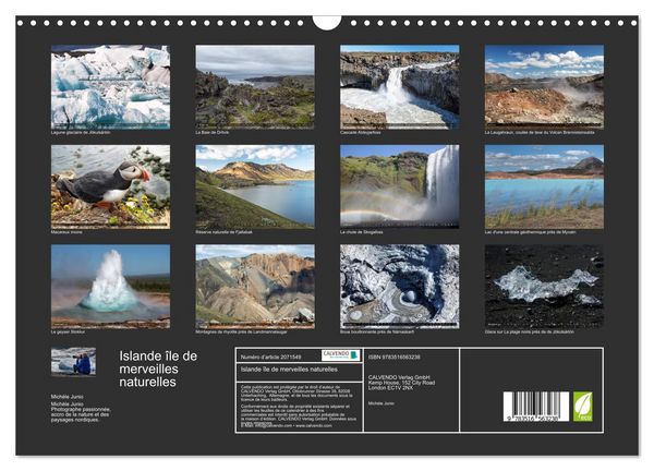 Produktbild: Islande &icirc;le de merveilles naturelles (Calendrier mural 2026 DIN A3 vertical), CALVENDO calendrier mensuel