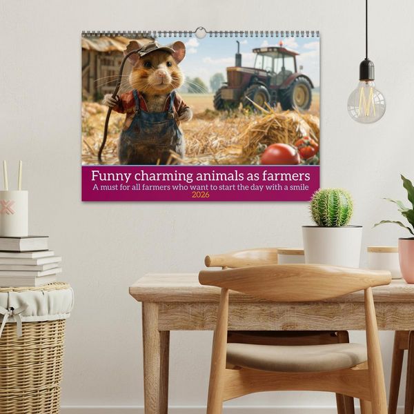 Produktbild: Funny charming animals as farmers (Wall Calendar 2026 DIN A3 landscape), CALVENDO 12 Month Wall Calendar